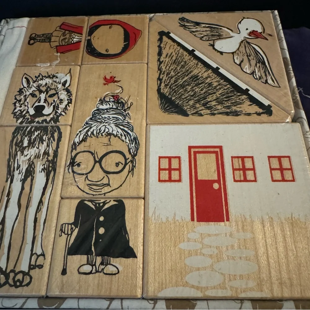 Fidoodle Wood Blocks Fairytale Mashup Little Red Riding Hood Peter Wolf NWOT